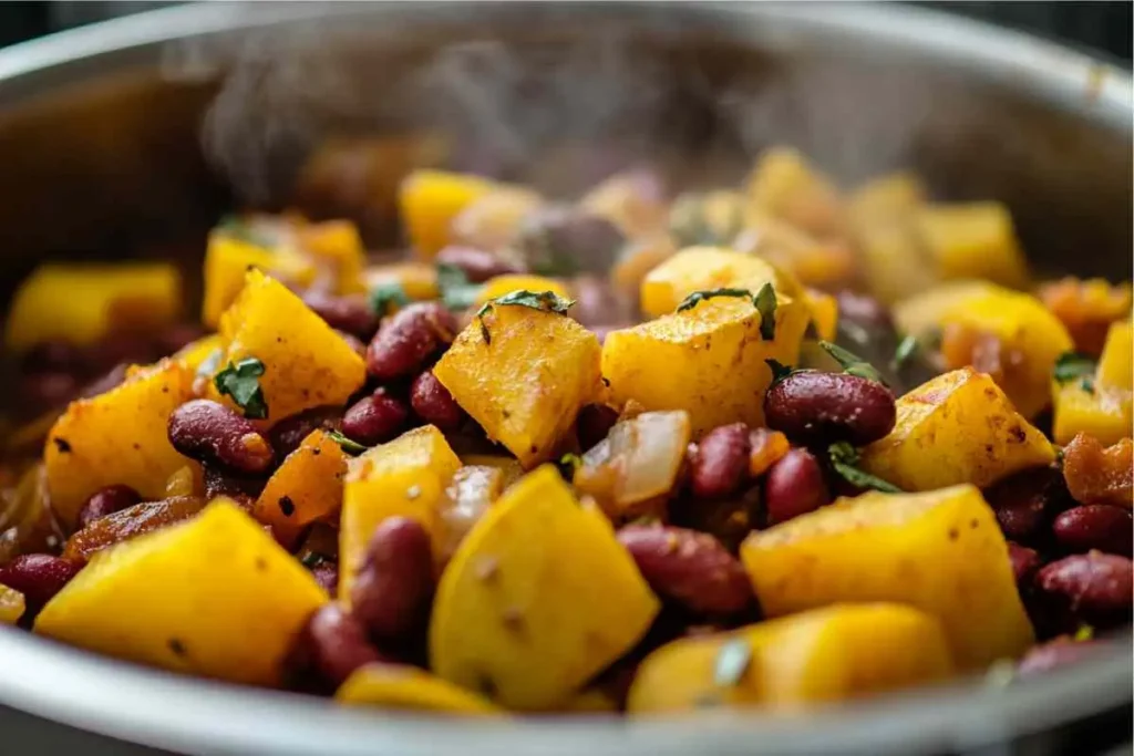 Simmering recipe squash and kidney beans