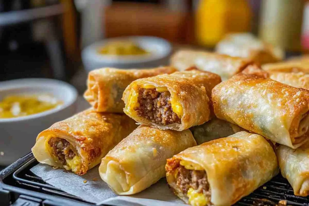 Air Fryer Cheeseburger Egg Rolls 