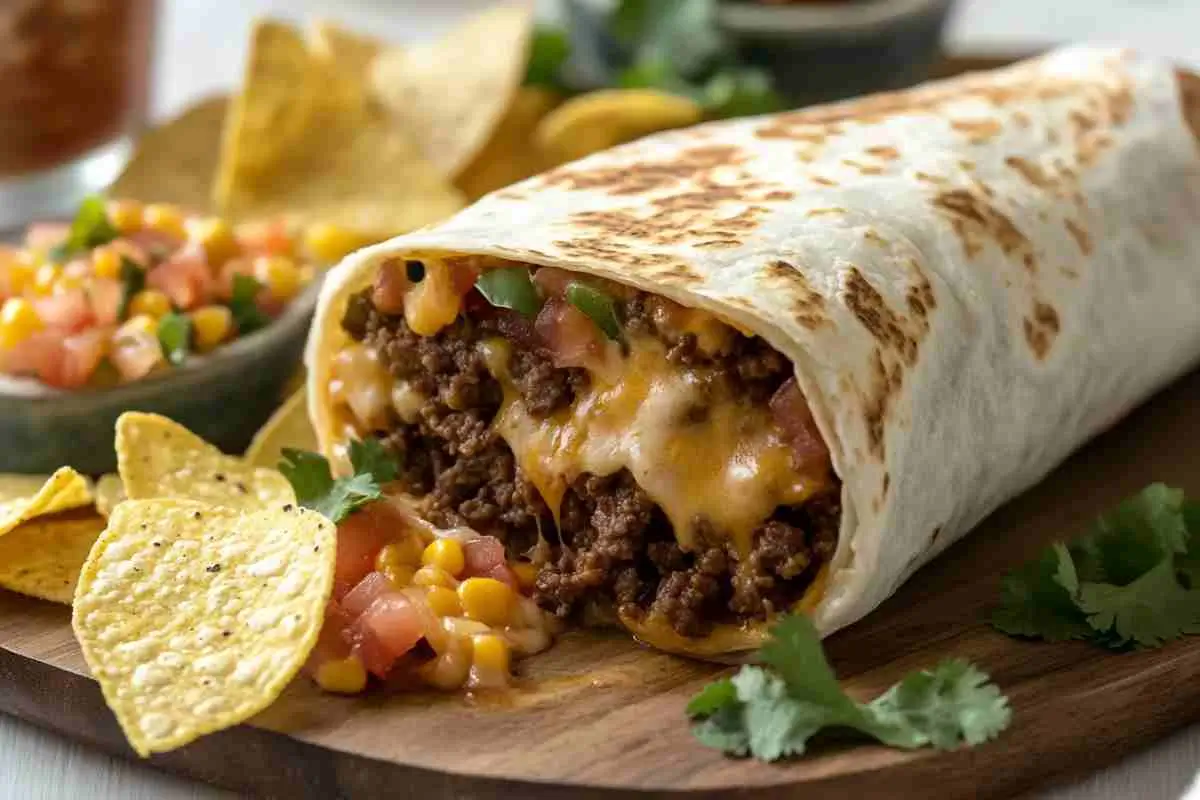 Fresh Beefy Melt Burrito with cheese and beef