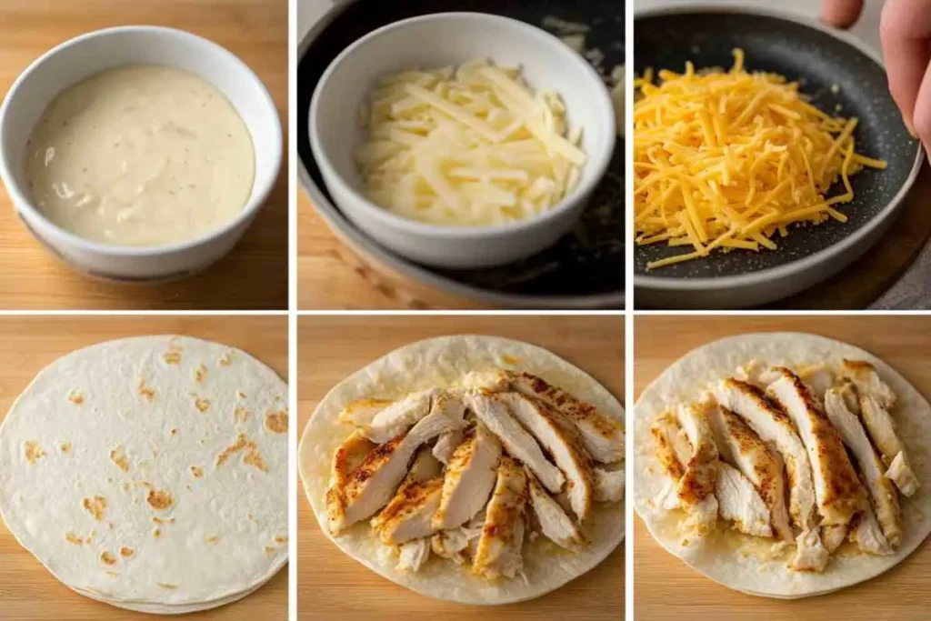 cheesy garlic chicken wraps