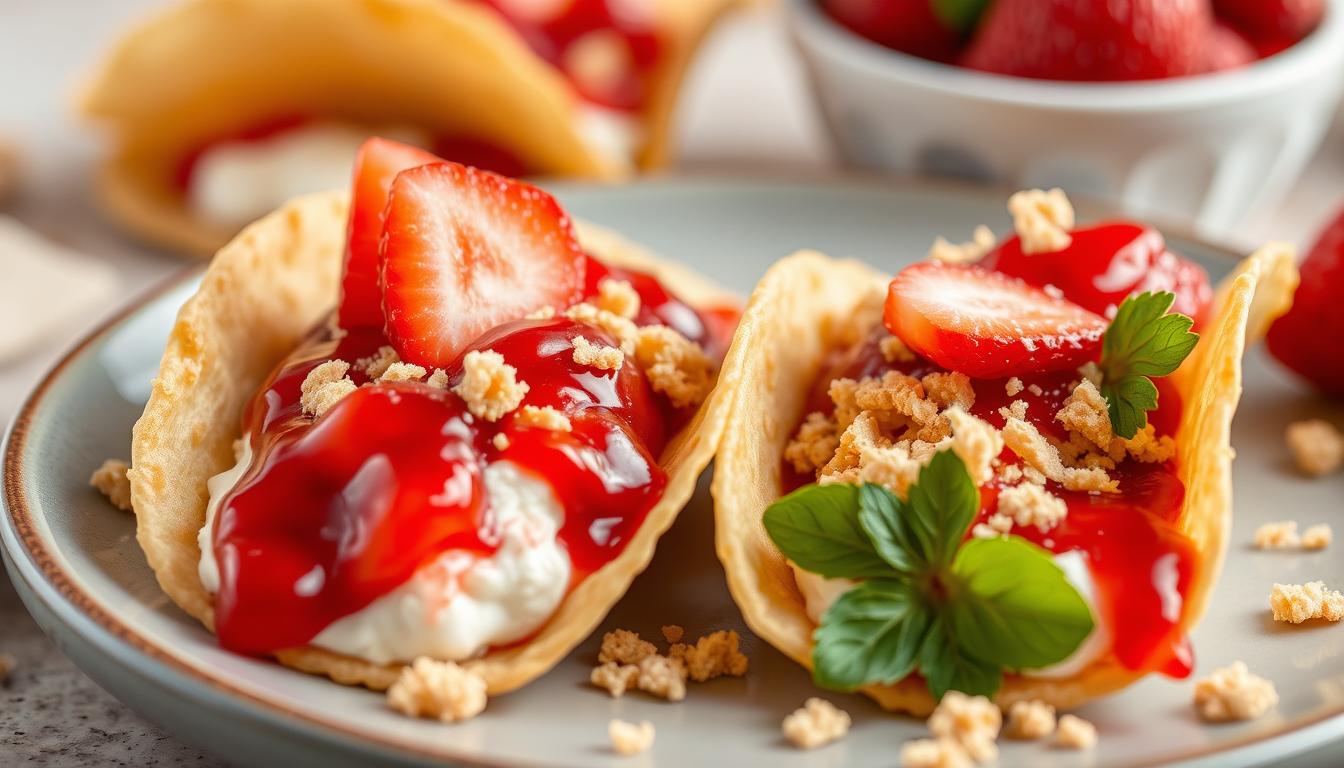 Strawberry Crunch Cheesecake Tacos