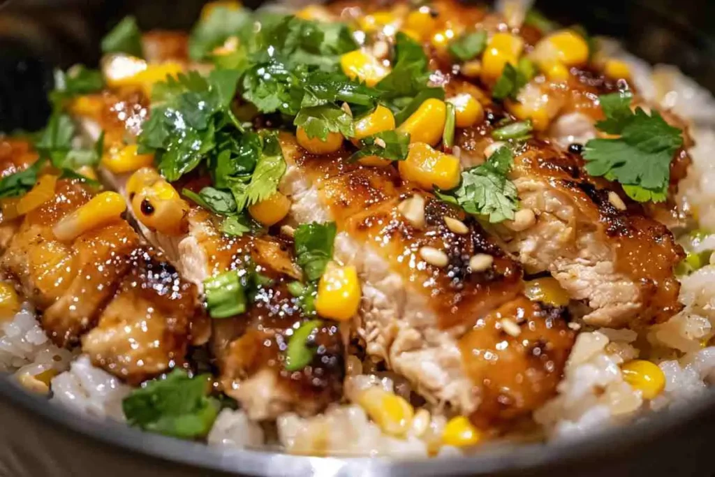 Yummy Street Corn Chicken Rice Bowl