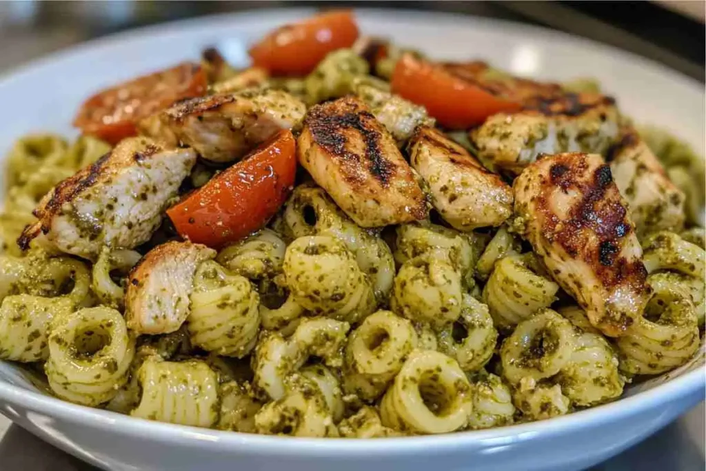 Delicious Pesto Cavatappi with Grilled Chicken