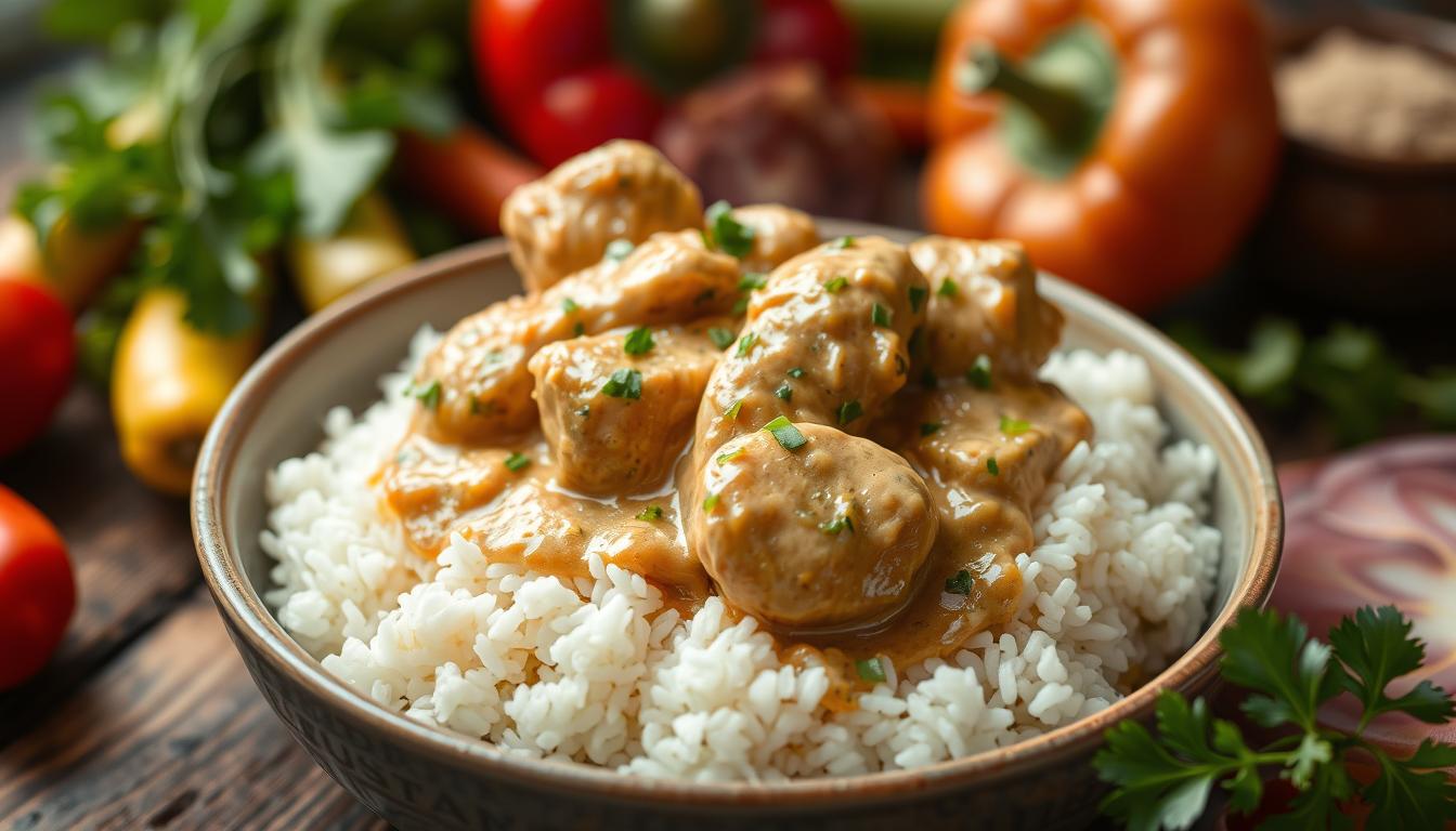 smothered chicken and rice